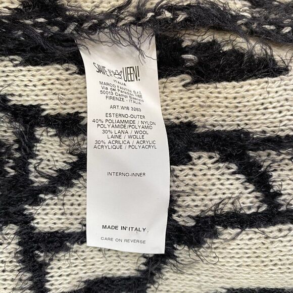 Save The Queen Black and White Longline Wool Blend Fuzzy Cardigan - Picture 7 of 7